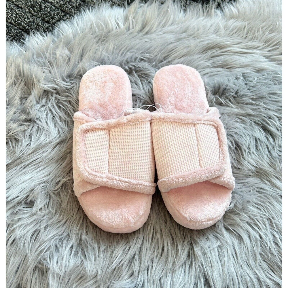 Pink Plush Womens Spa Style Slide Slippers Size Medium